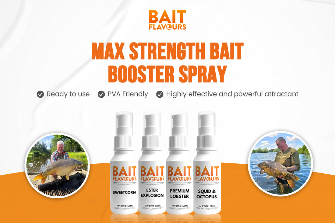 A collection of 50ml fishing bait booster sprays.